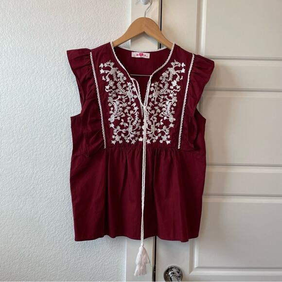 Buddy Love Embroidered Cruz Cruz Top - Picture 1 of 4